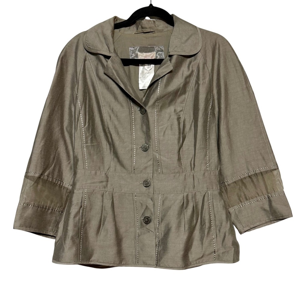Apriori Minimalist Bamboo Linen Tailored Jacket Womens US 12 Modern Utility Chic